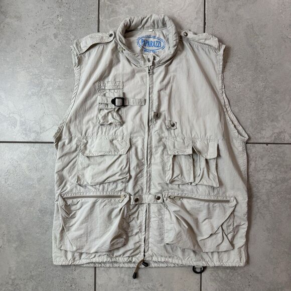 Paparazzi Wear Utility Vest Sz XXL Mens Full Zip Pockets Outdoor Safari Hunting - Picture 10 of 10